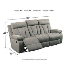 Load image into Gallery viewer, Mitchiner Sofa w/Drop Down Table &amp; Loveseat with console - Fog - Furniture Depot