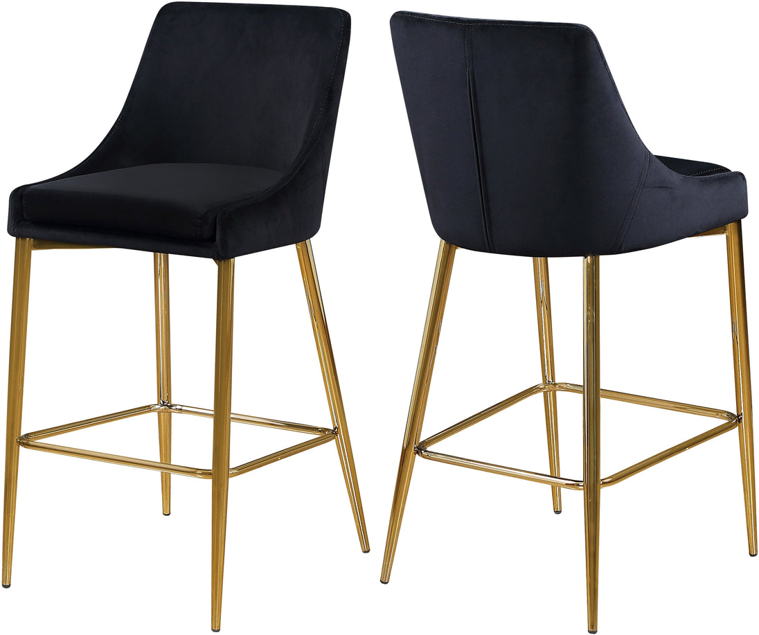 Karina Black Velvet Stool - Furniture Depot