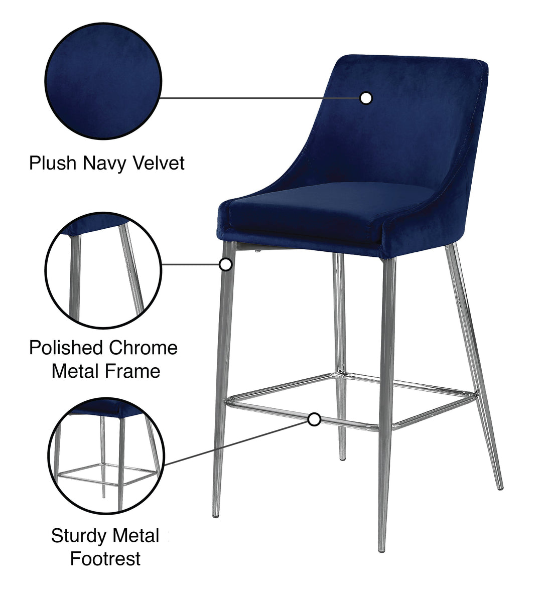 Karina Black Velvet Stool - Furniture Depot