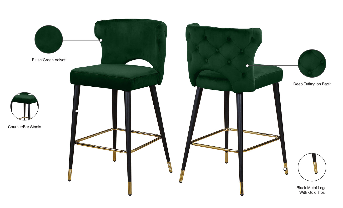 Kelly Velvet Stool - Furniture Depot