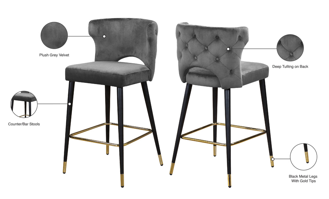 Kelly Velvet Stool - Furniture Depot