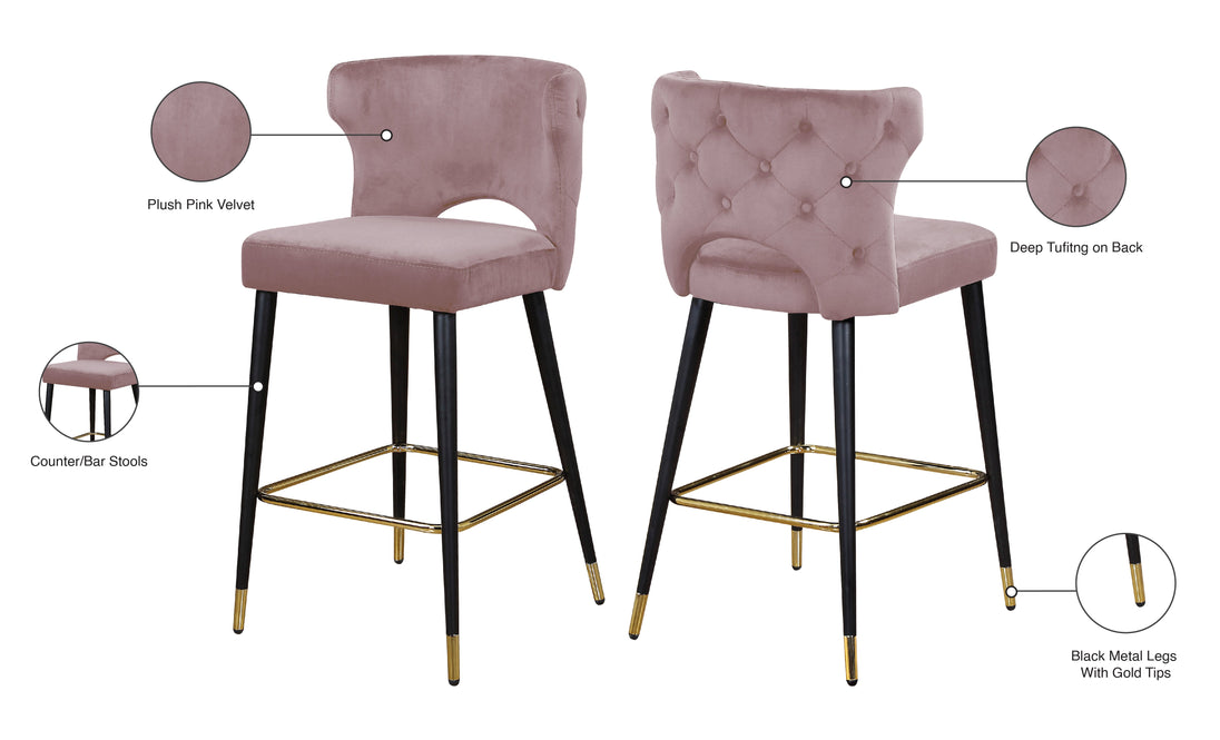 Kelly Velvet Stool - Furniture Depot