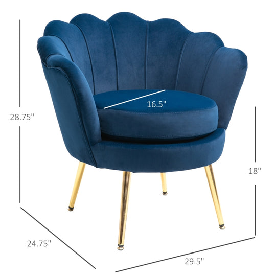 Alora Modern Velvet Accent Chair with Gold Metal Legs - Blue - Furniture Depot (7629683425528)