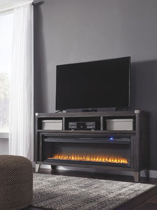 Todoe Gray 2 Pc. 65" TV Stand With Wide Fireplace Insert