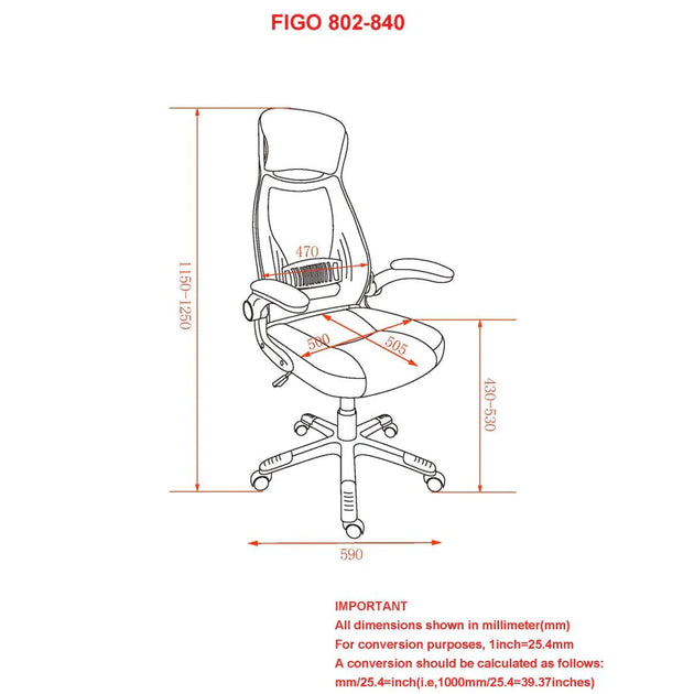 Figo Home Office Chair in Grey - Furniture Depot