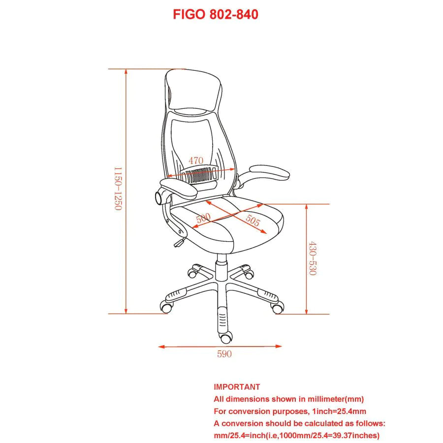 Figo Home Office Chair in Grey - Furniture Depot