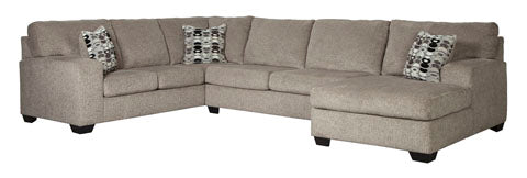 Ballinasloe 3 Piece RAF Chaise Sectional Platinum - Furniture Depot