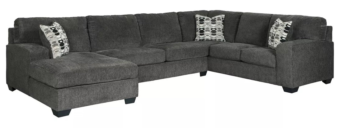 Ballinasloe 3 Piece LAF Chaise Sectional Smoke - Furniture Depot