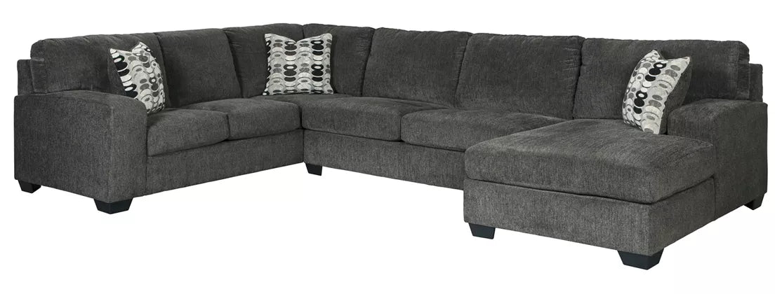 Ballinasloe 3 Piece RAF Chaise Sectional Smoke - Furniture Depot