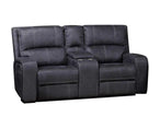 Perth Power Reclining Loveseat W/Console Stone Grey Blue - Furniture Depot