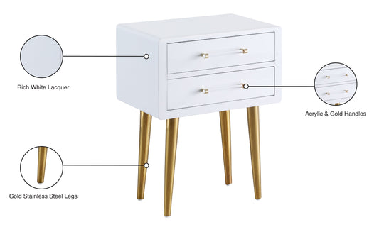 Zane White Laquer with Gold Side Table - Furniture Depot