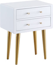 Load image into Gallery viewer, Zane White Laquer with Gold Side Table - Furniture Depot