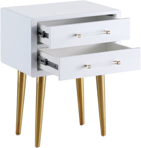 Zane White Laquer with Gold Side Table - Furniture Depot