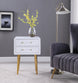 Zane White Laquer with Gold Side Table - Furniture Depot
