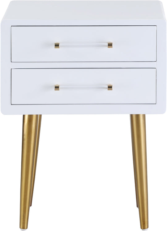 Zane White Laquer with Gold Side Table - Furniture Depot