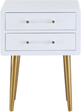 Load image into Gallery viewer, Zane White Laquer with Gold Side Table - Furniture Depot