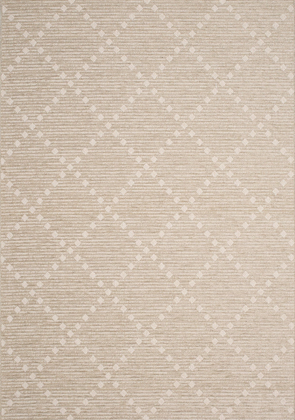 Vista Beige Cream Dot Trellis Indoor/Outdoor Rug - Furniture Depot