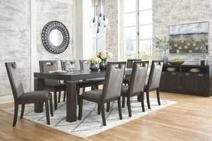 Hyndell Dark Brown 10 Pc. Extension Table, 8 Side Chairs, Server