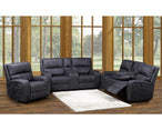 Perth Power Reclining Loveseat W/Console Stone Grey Blue - Furniture Depot