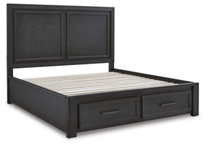 Foyland Black / Brown Panel Storage Bed - King