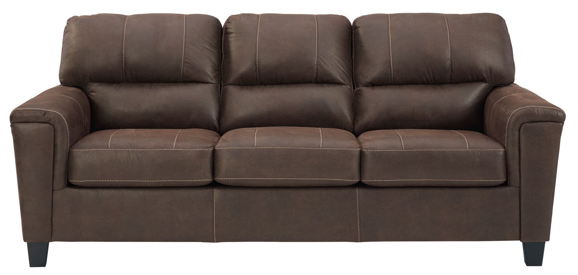Navi Faux Leather Sofa - Chestnut - Furniture Depot