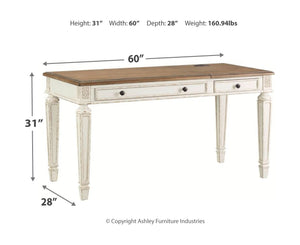 Realyn White / Brown 2 Pc. Home Office Lift Top Desk, Swivel Desk Chair