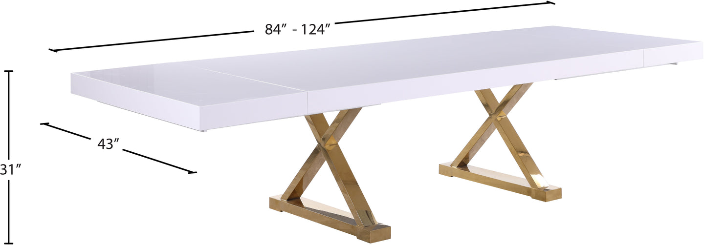 Excel White Lacquer Extendable Dining Table (3 Boxes) - Furniture Depot (7679020892408)