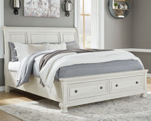 Load image into Gallery viewer, Robbinsdale Antique White Sleigh Bed With 2 Storage Drawers
