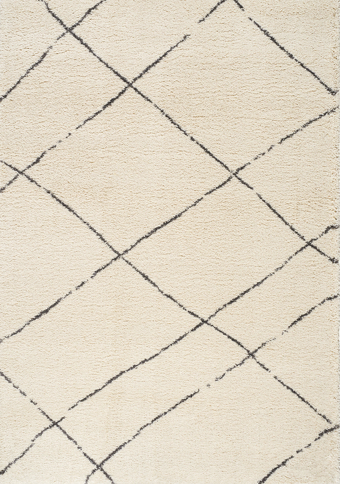 Maroq Cream Grey Uneven Trellis Rug - Furniture Depot