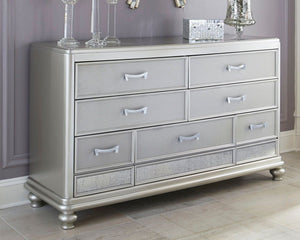 Coralayne Blue 4 Pc. Dresser, Mirror, Panel Bed - King