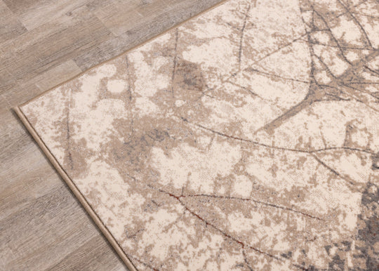 Abbey Cream Taupe Leaf Rug - Furniture Depot