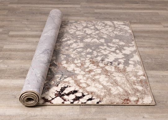 Abbey Cream Taupe Leaf Rug - Furniture Depot