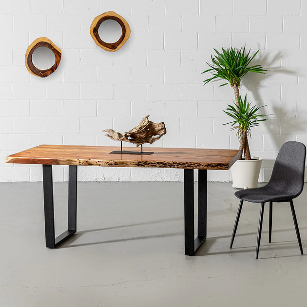 Baxter Acacia Natural Wood Live Edge Table with Black U-Shaped Legs/Natural Color - Furniture Depot (7899484750072)