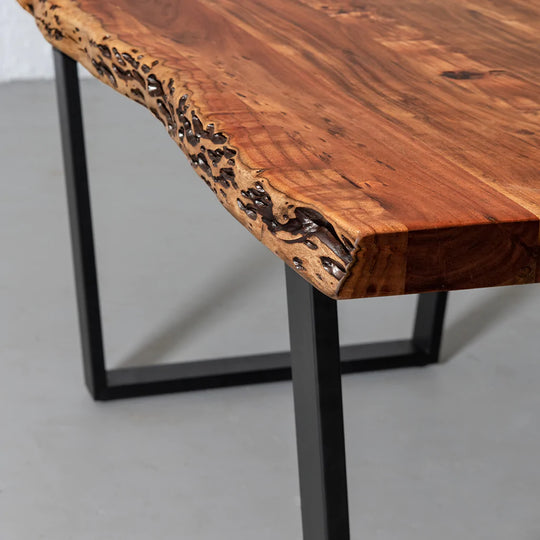 Baxter Acacia Natural Wood Live Edge Table with Black U-Shaped Legs/Natural Color - Furniture Depot (7899484750072)