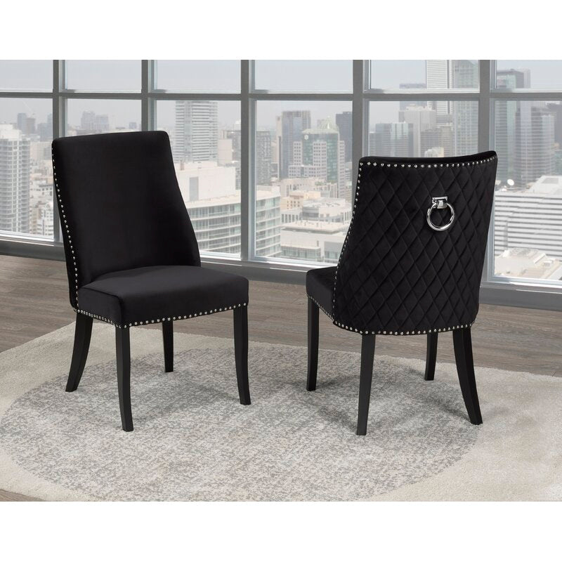 Lux Upholstered Dining Chair - Black Velvet - Furniture Depot (4839344275558)