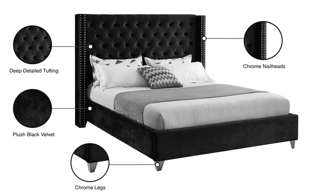 Aiden Velvet Bed - Furniture Depot