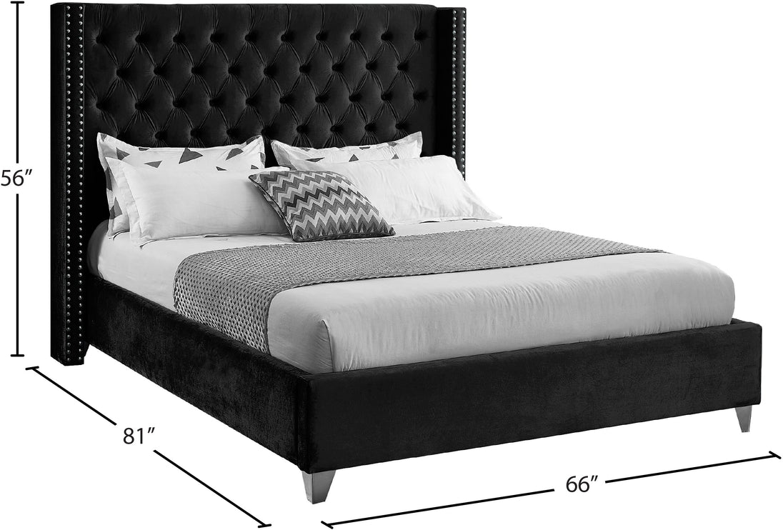 Aiden Velvet Bed - Furniture Depot