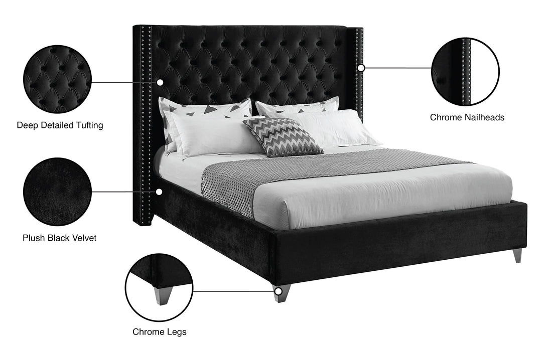 Aiden Velvet Bed - Furniture Depot