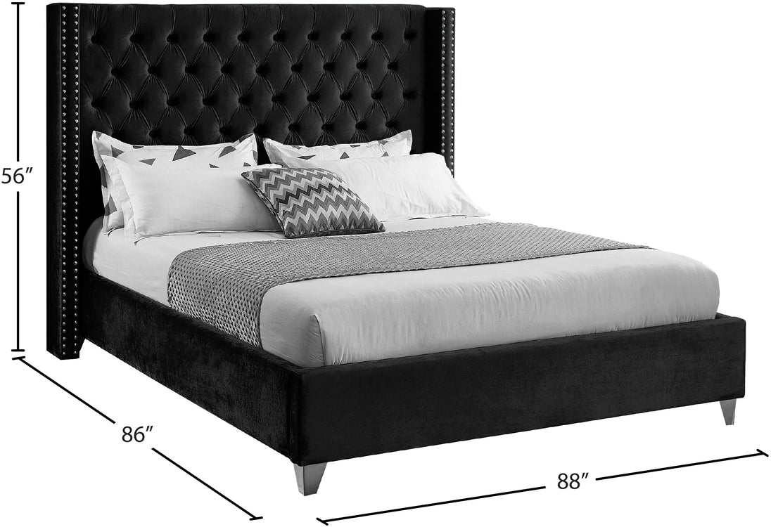 Aiden Velvet Bed - Furniture Depot