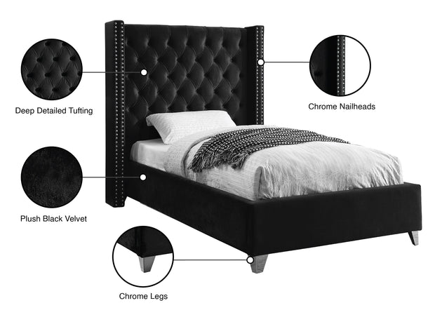 Aiden Velvet Bed - Furniture Depot