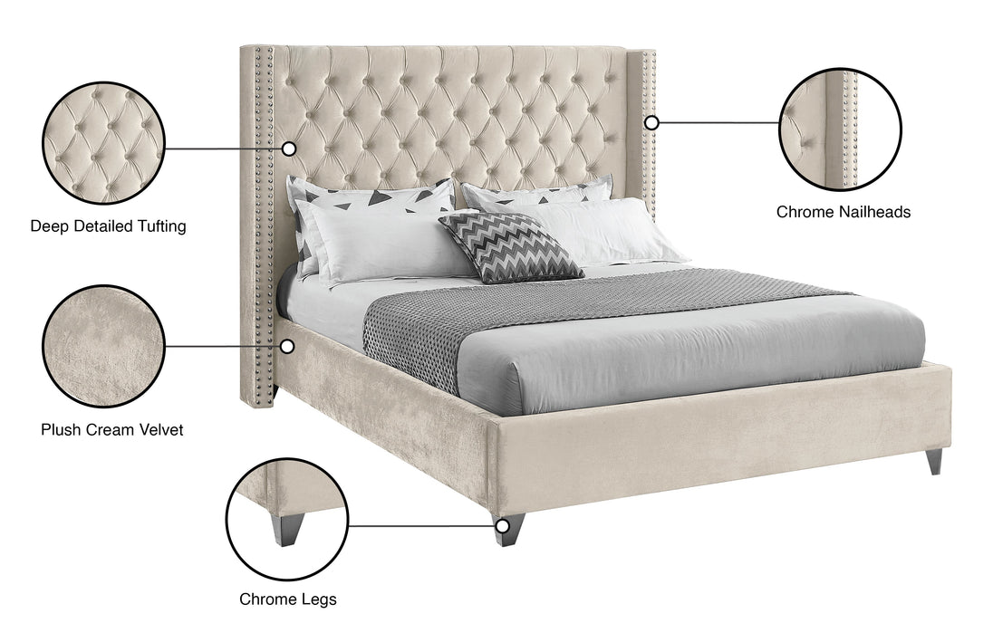 Aiden Velvet Bed - Furniture Depot