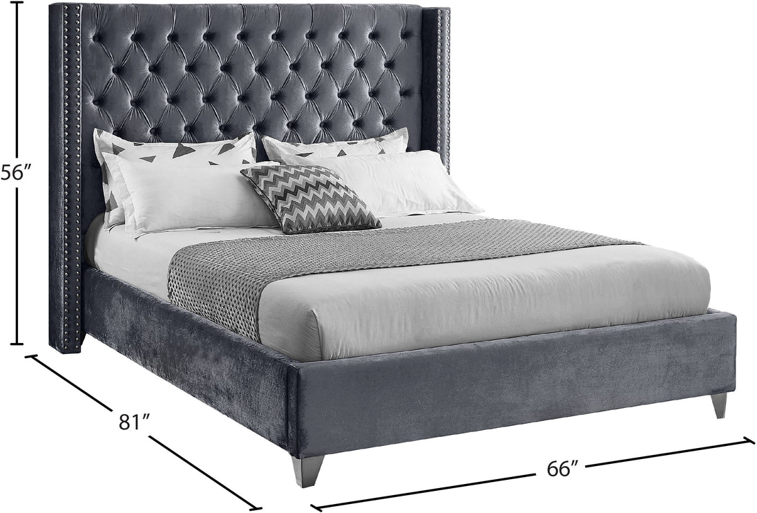 Aiden Velvet Bed - Furniture Depot