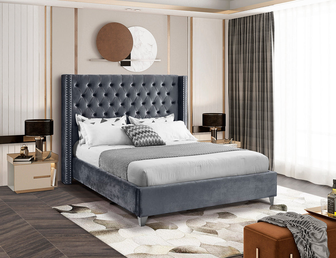 Aiden Velvet Bed - Furniture Depot