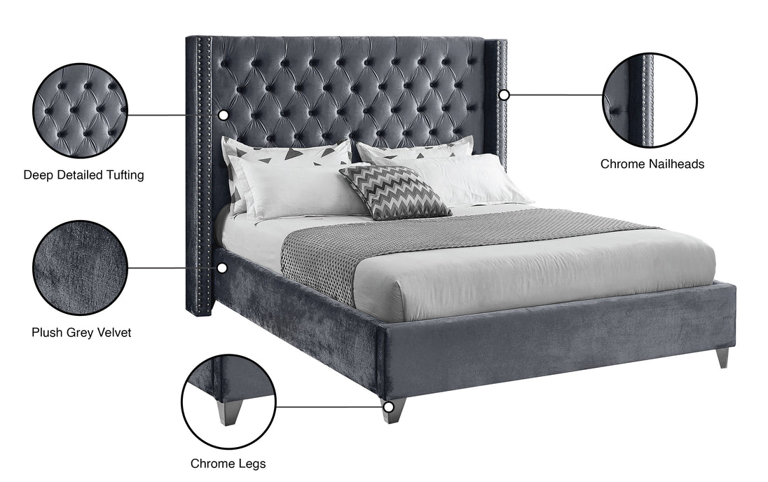 Aiden Velvet Bed - Furniture Depot