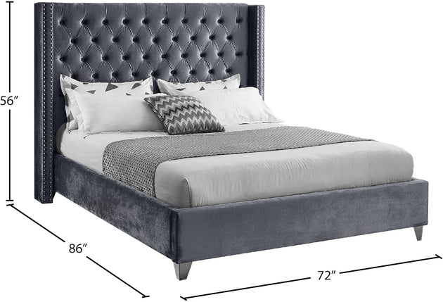 Aiden Velvet Bed - Furniture Depot