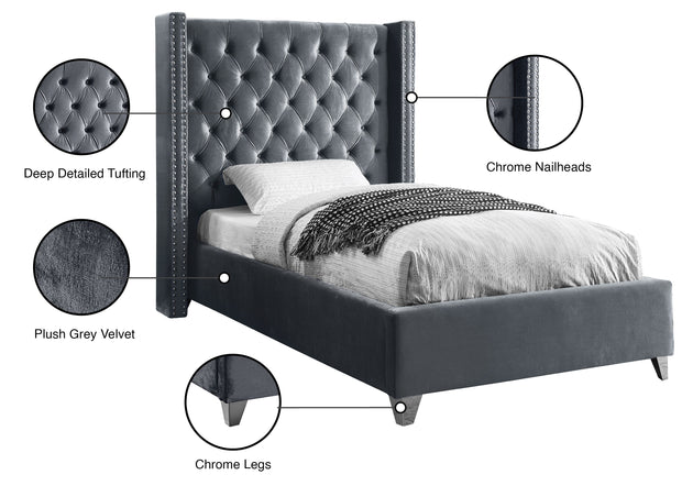 Aiden Velvet Bed - Furniture Depot