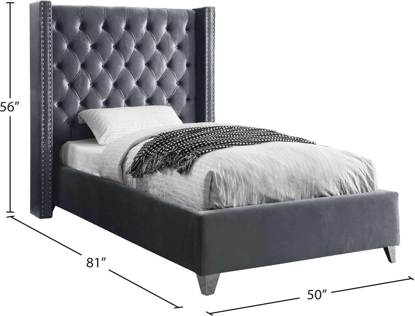 Aiden Velvet Bed - Furniture Depot