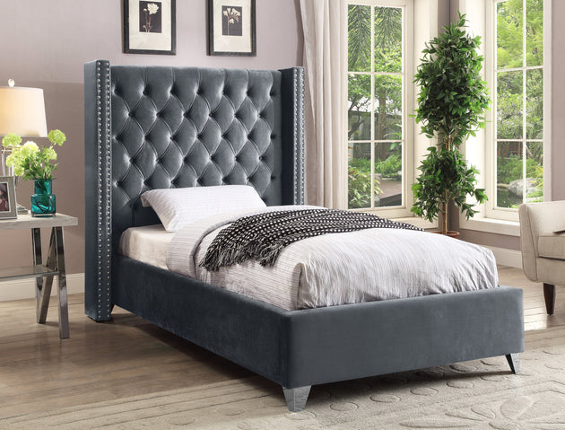 Aiden Velvet Bed - Furniture Depot