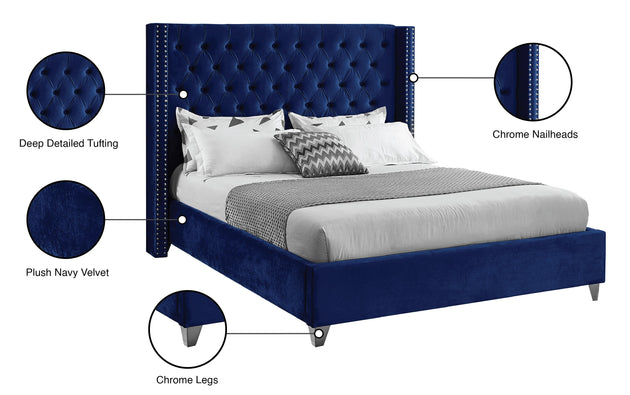Aiden Velvet Bed - Furniture Depot