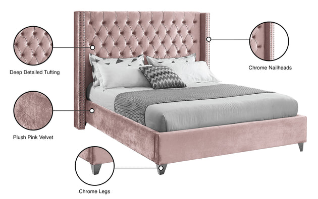 Aiden Velvet Bed - Furniture Depot